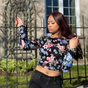 Floral long Sleeve Crop Top